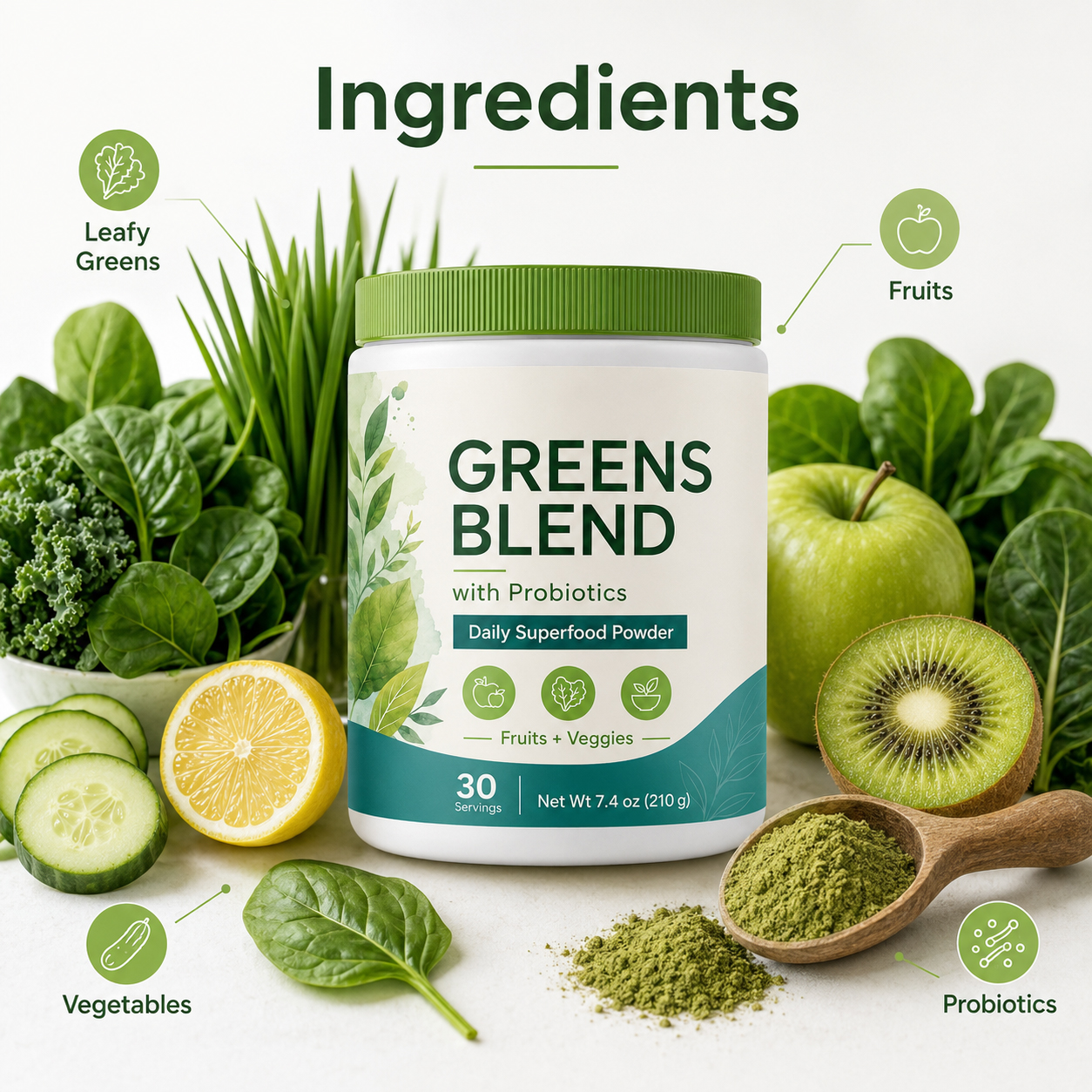Daily Greens Powder with Probiotics 2