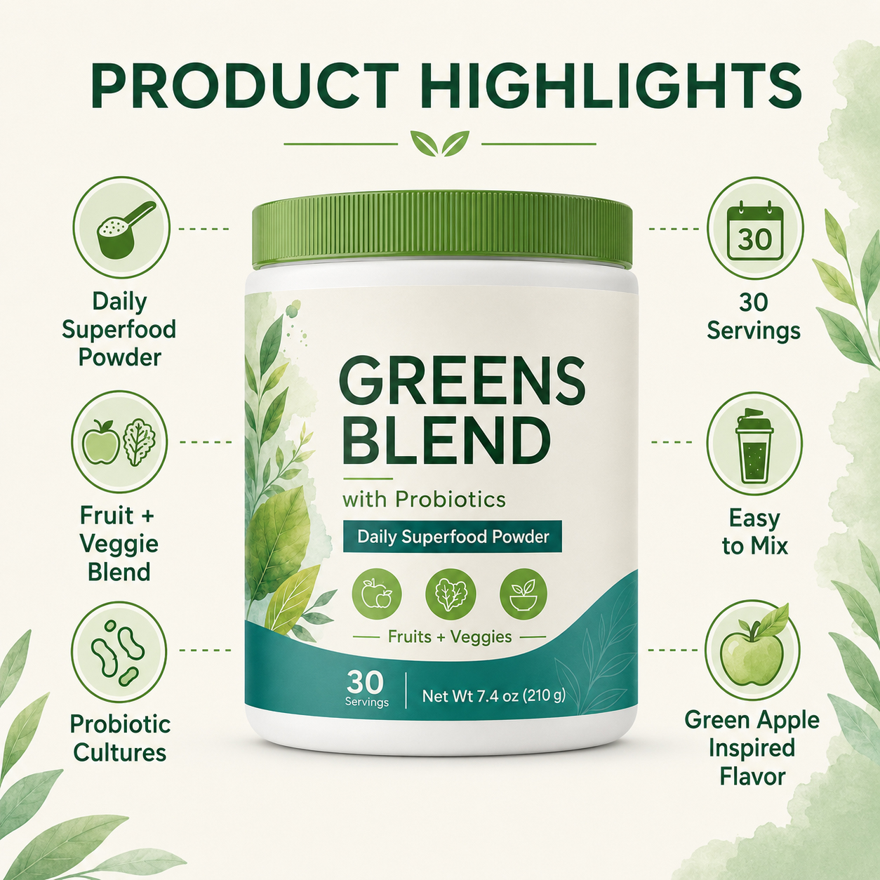 Daily Greens Powder with Probiotics 3