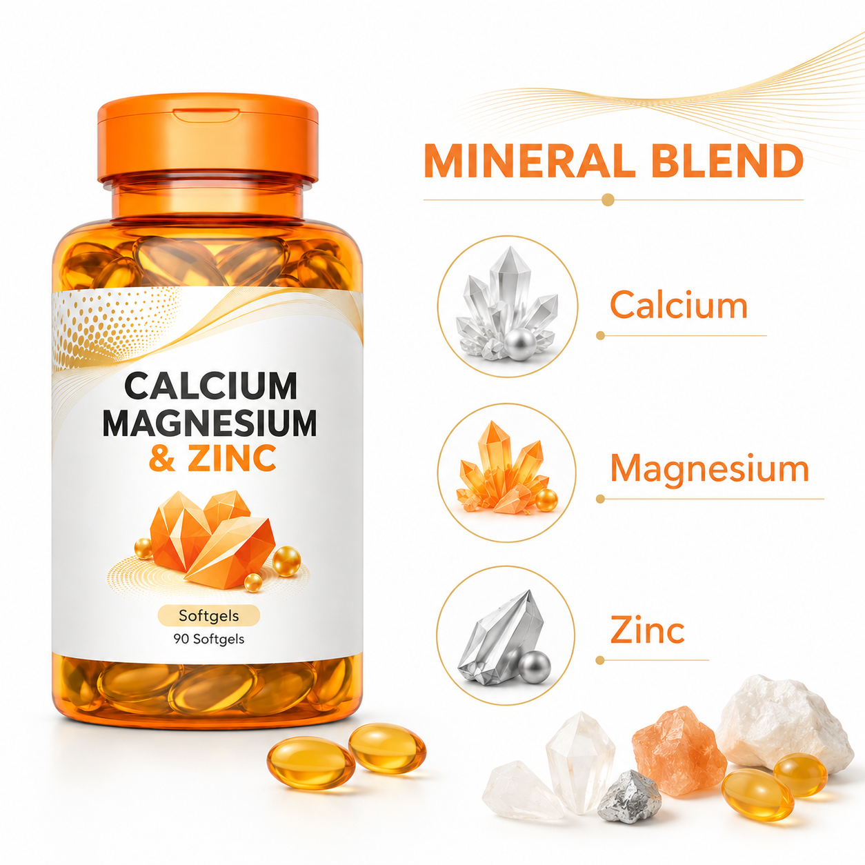 Calcium Magnesium Zinc Softgels 6