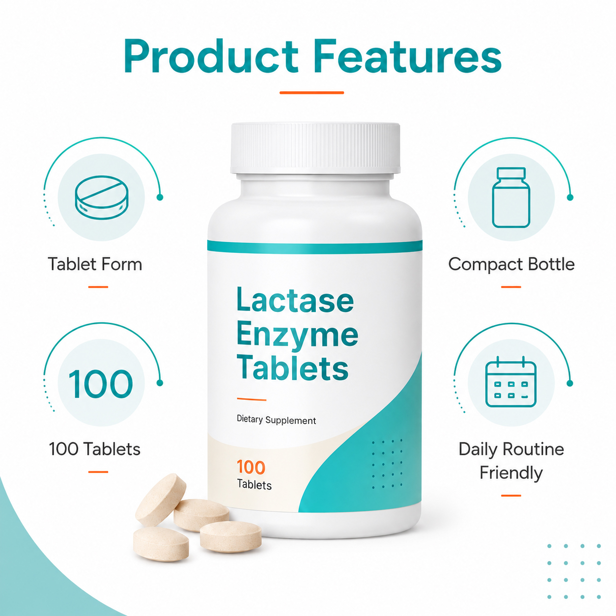 Lactase Enzyme Tablets 9000 FCC